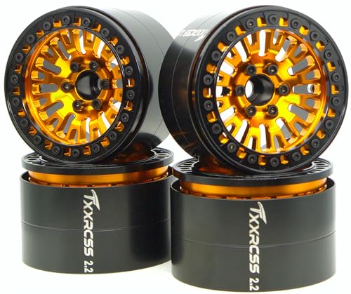 198g Super Heavy Duty 2.2 Beadlock Wheel Rims for 1/10 RC Crawle (Gold Black) - color: Gold Black