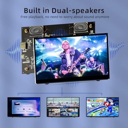 HAMTYSAN Upgraded Version 7'' Raspberry Pi Screen HDMI Monitor 800x480 LCD Screen Mini Small Monitor for Raspberry Pi 4/3/2/Zero/B/B+ Win11/10/8/7 (Non-Touch), Dual Speakers, Driver Free