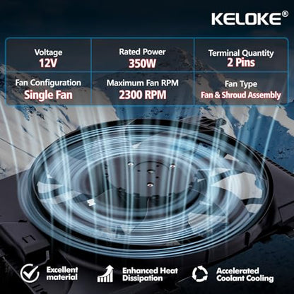 KELOKE Engine Radiator Cooling Fan Assembly Fit for Fiat & Jeep & Ram - size: 68247205AA