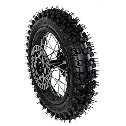 12" Rear Wheel 80/100-12 Tire Assembly For Dirt Pit Bike 125cc 140cc 150cc Apollo SSR XR CRF TaoTao Includes Brake Rotor and 428 Sprocket (12 inch) - size: 12 inch