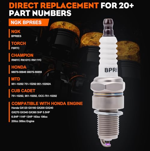HIPA BPR6ES Spark Plug Replaces Torch F6RTC Champion RN9YC NGK BPR6ES - size: BPR6ES 2pack