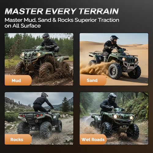 TUFFIOM Set of 4 ATV UTV All-terrain Tires 26x9-12 Front & 26x11-12 Rear, 6 PR, Tubeless - size: 26x9-12 & 26x11-12