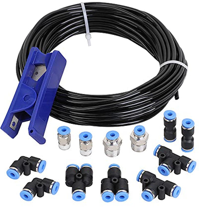 Hromee Air Line Tubing Kit, 5/32 Inch (3.97MM) OD x 32.8 Feet Polyurethane PU Tube and Push to Connect Fittings, 14 PCS Compressed Pipe and Accessories Kit - size: 5/32 inch