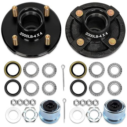 2 Sets 4 Lug Trailer Hub Kit for 2000 Lbs,4×4" Trailer Hub fit 1" and 1"-1/16" Trailer Axles,Trailer Hub 4 Lug,4 Lug Trailer Hub Assembly,Boat Trailer Hubs 4 Lug - style: 4 on 4" Trailer Hub Kit for 2,000 lb Axle