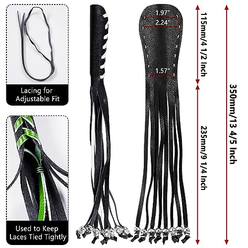 2 PCS Faux Leather Motorcycle Lever Covers with Fringes, Brake & Clutch Grip Tassels, Skull Design - color: Black & White Laces*1 & Black Laces*1