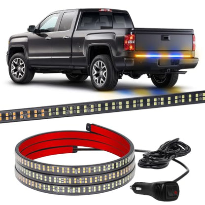 XRIDONSEN 60 inch Tailgate Lights Strip Blue Amber Strobe Lights - color: Amber/Blue