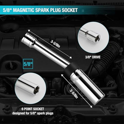 DURATECH 5/8" Swivel Magnetic Spark Plug Socket, spark plug gap tool - size: 5/8" x 3/8" x 6"