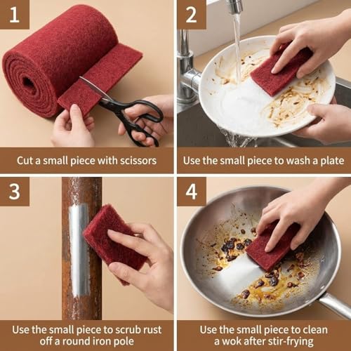 5 Inch *15 Feet 400 Grit Maroon General Purpose Scuff Pads, Scuffing, Hand Scouring Pad, Sanding Pad, Paint Primer Prep Scratch - Surface Preparation Pad for Car Auto Body Woodworking - style: 400 Grit Maroon