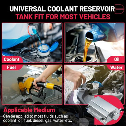 BDFHYK Coolant Overflow Tank, Aluminum Radiator Reservoir Tank, 2L Reservoir Expansion Tank Universal, Silver - color: silver, size: 2 Liters