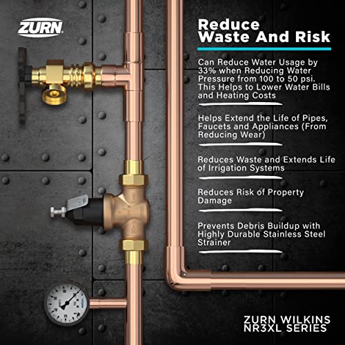 Zurn Wilkins 1-NR3XLDUC 1" NR3XL Pressure Reducing Valve with Double Union FNPT Copper Sweat Connection - size: 1 Inch