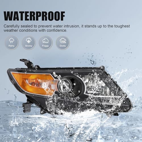 Headlight Fit for 2011-2017 Honda Odyssey EX/EX-L/LX,Halogen Headlamp Replacement Driver Passenger Side Black Housing 33150TK8A02 33100TK8A02 HO2502154 HO2503154