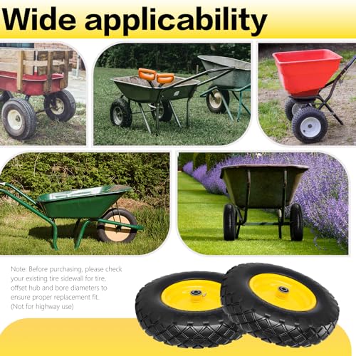 4.80/4.00-8 Solid Wheelbarrow Tire and Wheel 16" Flat-Free Tire with 3" Centered Hub 5/8" & 3/4" Bearings Fits Garden Cart, Hand Truck, Wagon,Trolleys and Trailers - size: 4.80/4.00-8