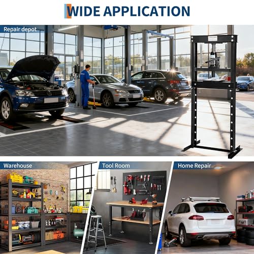 12T Hydraulic Press, Heavy-Duty h-Frame Garage Floor Hydraulic Shop Press - color: Black ( With Gloves）