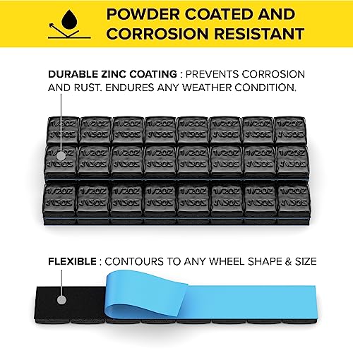 StanceMagic 0.5oz 1/2oz Black Adhesive Stick On Wheel Weights, 128 Pieces - color: Black, size: 4 lbs (64oz)