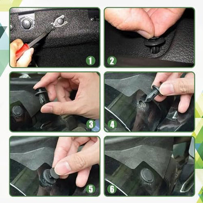 Car Retainer Clips Plastic Fasteners Kit, Car Retainer Clips, Push Bumper Fastener Rivet Clips with 6 Size Auto Body Retainer Clips Bumpers, Universal Plastic Panel Fender Clips (200pcs) - color: Black