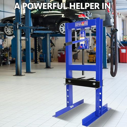 6 Ton Hydraulic Press, H-Frame Garage Floor Shop Press with Press Plates & Pressure Gauge, Heavy-Duty Adjustable Hydraulic Shop Press for Auto Bending Stamping, Strong & Stable Construction
