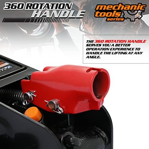 M-AUTO Hydraulic Trolley Jack Car Lift with Carrying Storage Case, Fast Lift Garage Floor Jack 2 Ton (4000 lb) Capacity, Handy and Easy Storage, Red