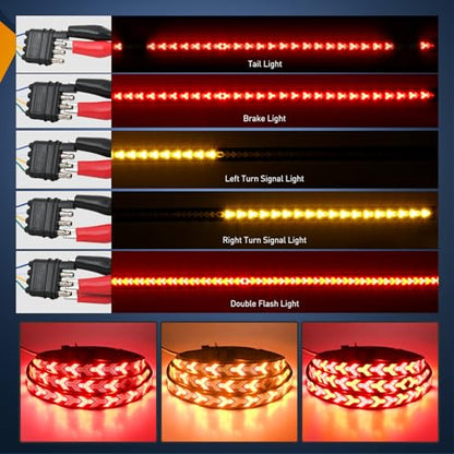 Nilight Truck Tailgate Light Strip 60Inch Arrow 540 LED Light - color: 60" Tailgate Light Strip Red/Amber Arrow