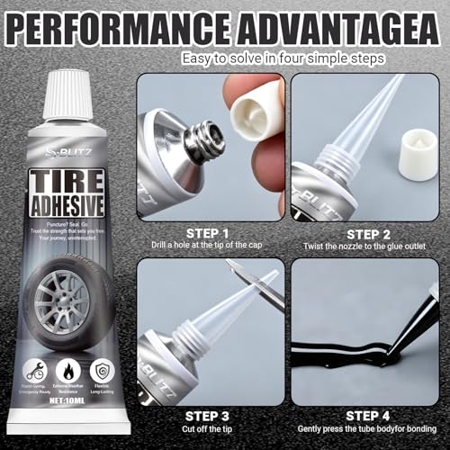 Tire Repair Glue, Tire Repair Nail, Black Rubber Cement Kit, 20ml - color: 20ml