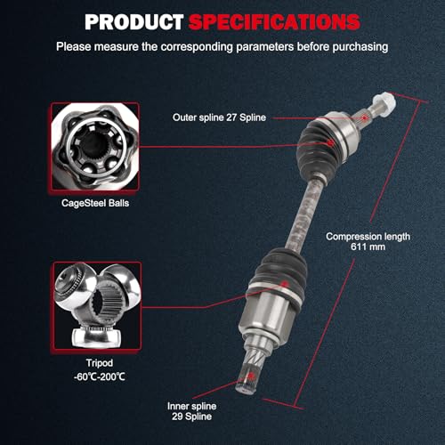 CCIYU CV Axle Shaft Assembly for Ford Focus 2012 2013 2014 2015 2016 2017 - size: 17-5802