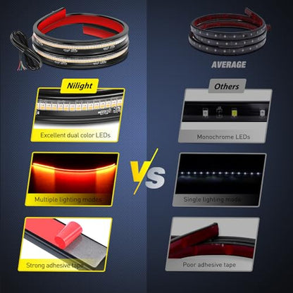 Nilight 30" UTV Tailgate Light Strip Running Brake Turn Signal Light - color: 30" Tailgate Light Strip Red/Amber