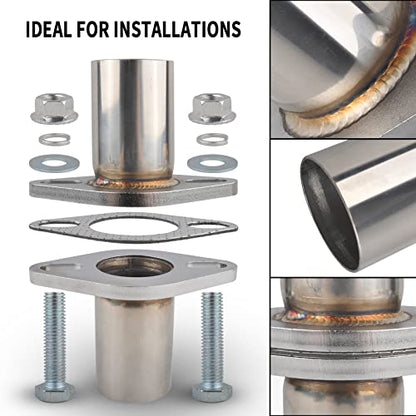 Exhaust Flange Bolts Quick Fix Repair Pipe Kit w/Gasket & Hardware, 1.75'' Inch ID 2 Bolts T304 Stainless Steel Universal Flange Replacement Kit - size: 1.75"ID-2 Bolts