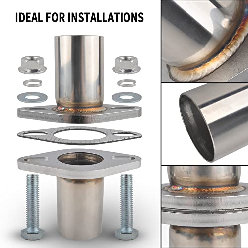 Exhaust Flange Bolts Quick Fix Repair Pipe Kit w/Gasket & Hardware, 1.75'' Inch OD 2 Bolts T304 Stainless Steel Universal Flange Replacement Kit - size: 1.75"OD-2 Bolts