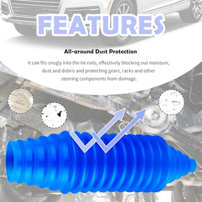 Tie Rod Boot Kit with Pinion Bellow Cable Ties and Clamps,Waterproof & Dustproof Rack and Pinion Boot for Steering System Protection,Silicone Inner Tie Rod Boot Car Accessories (Blue) - color: Blue