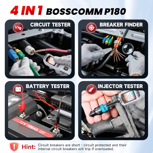2026 BOSSCOMM P180 Power Circuit Probe Tool, 9-30V Automotive Circuit Tester, AC/DC Voltage/Diode/Resistance/Trailer Light Test, Battery Test, Wire Tracer,40FT Cable