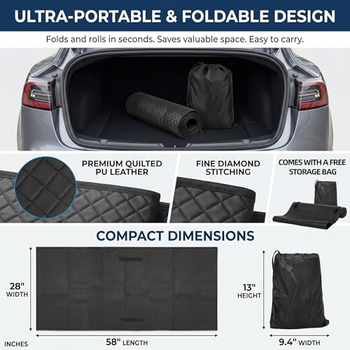 60''x28'' Rolling Creeper Mat with Storage Bag, Foldable Two-Layer Automotive Mechanic Repair Mat, Mechanic Creeper for Low Clearance, Special Roads, Long-Distance Trucks, Mechanics Pad, Black