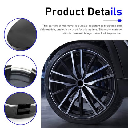 4 PCS Car Wheel Center Hub Cover, ABS Snap-in Wheel Center Protective Cover, 60 MM Outer 56 MM Inner Diameter Rim Hub Caps, Universal for Most Cars (Black) - color: Black