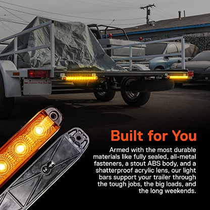 TRUE MODS 2pc 16" Amber LED Trailer Light Bar ID Rear Tail for Truck Semi - size: 2pc Amber