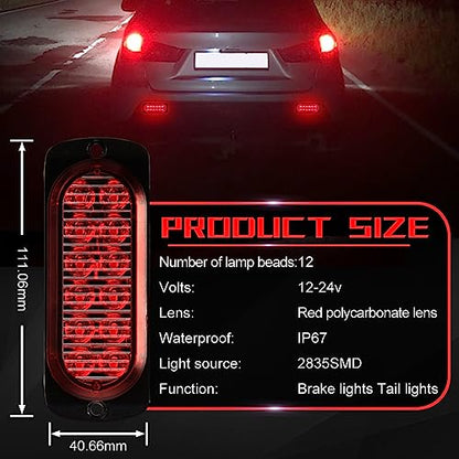 4X LED Tail Lights 12-24V Red Super Bright Ultra Slim Hi/Lo Brightness Trailer Lights Surface Mount Tail Brake Lights for Trailer ATV Boat RV Truck Tractor - size: 4PCS