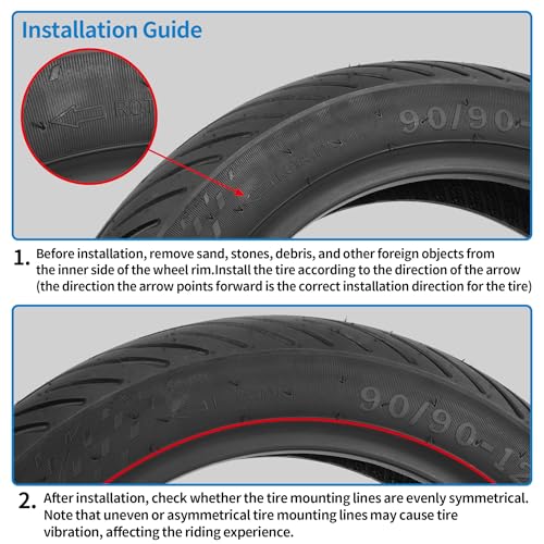 90/90-12 Tubeless Tire for Scooter, Moped, Tricycle - 6PR 59 J - 1 PACK - size: 90/90-12