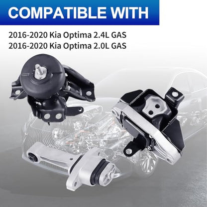 Engine Motor Mounts Set - Compatible with Hyundai Sonata 2015-2019, KIA Optima 2016-2020, Replace# A61001 A71101 A71099 - size: Sonata 2015-2019