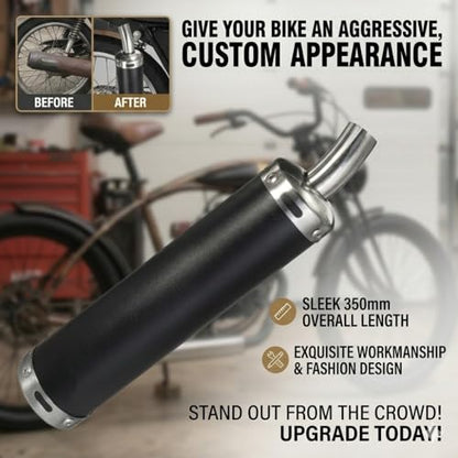 BADASS SHARKS 2-Stroke Exhaust Muffler 22mm 50cc-150cc - color: Dark black