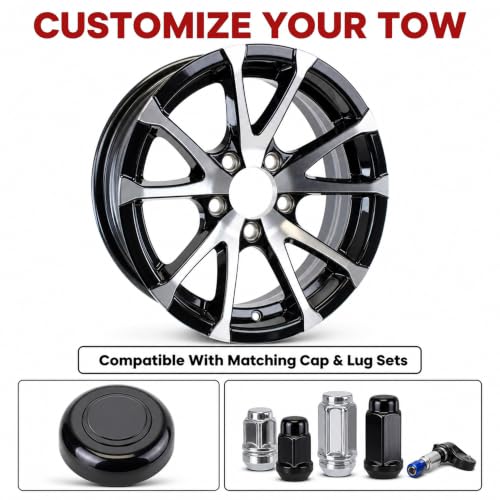 eCustomrim 2-Pack Aluminum Trailer Wheel 15X5 5 Lug T07 V-Spoke Black Rim