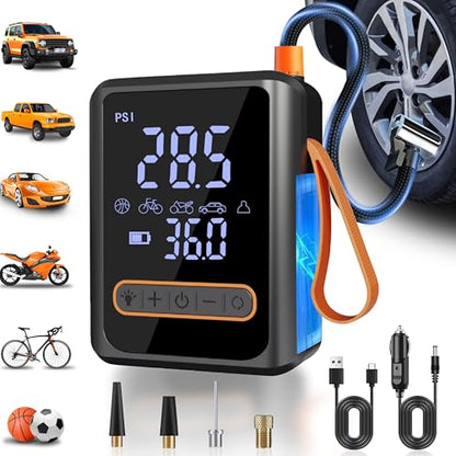 Tire Inflator Portable Air Compressor, Dual Cylinder Tire Air Pump