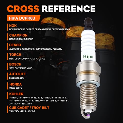 Hipa DCPR6E Spark Plug for Kohler 14132 11-S - size: DCPR6E 4pack