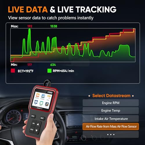 OBD2 Scanner and Battery Tester, Vehicle Code Reader for Check Engine Light - color: Red