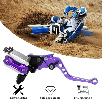 7/8" 22mm Motorcycle Brake Lever Handlebar Master Cylinder Clutch Levers Left & Right Set + Hand Grips + Handlebar Ends Set for Honda Kawasaki Suzuki Yamaha (Purple) - color: Purple