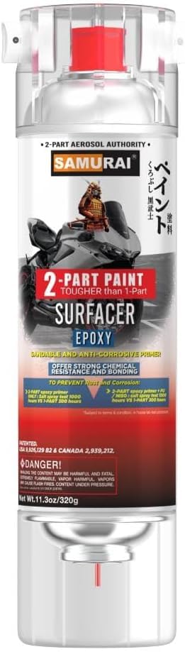 SAMURAI 2-Part Epoxy Superbike Primer Spray Paint (Metal Primer Red Oxide, Pack of 1 Cans) - color: Metal Primer Red Oxide, size: 11.3 Ounce (Pack of 1)