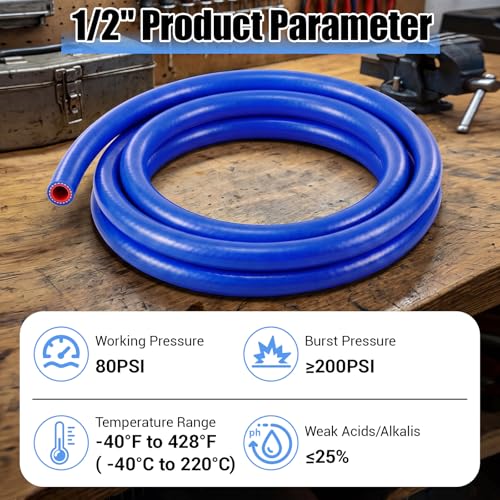 Outus 1/2" Id,5ft Silicone Heater Hose,Coolant Radiator Hose, Blue, 1 - color: Blue, size: 1/2" ID, 5ft