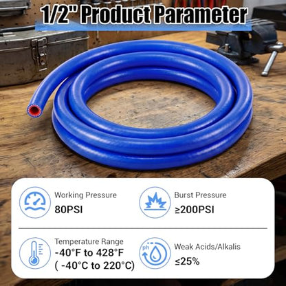 Outus 1/2" Id,5ft Silicone Heater Hose,Coolant Radiator Hose, Blue, 1 - color: Blue, size: 1/2" ID, 5ft