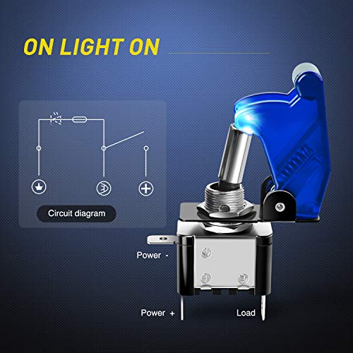 Nilight 3 Gang Toggle Switch 12V Rocker Switch Panel with LED Light and Flip Cover Heavy-Duty ON/Off Switch Plate 3 Pin SPST Rocker Switch，2 Years Warranty - color: Blue 3 Gang