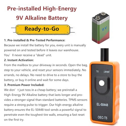 EL-50448 Chevy TPMS Reset Tool Relearn for 100+ GM Models Battery Included - size: Battery Included