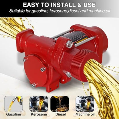 12V 15 GPM Fuel Transfer Pump With Discharge Hose & Manual Nozzle, Gasoline, Diesel, Kerosene & Biodiesel - style: 12V 15GPM Set-Barrel