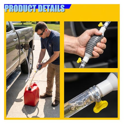 Car Multifunctional Liquid Siphon Pump, Portable Manual Fuel Transfer Hose with Clips, Universal Auto Fluid Extractor for Oil, Water, Diesel, Gasoline (1.5M-4.92FT) - size: 1.5M-4.92FT