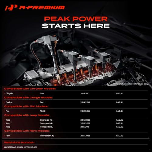 A-Premium Set of 4 Ignition Coil Pack and Iridium Spark Plugs - color: Black