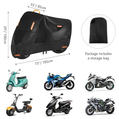 SECELES 300D Heavy Duty Moped Cover Fits up to 72 inch Bike - color: Black, size: M (72" x 33" x 39")